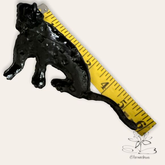 Rhinestone Black Panther Pin with Pendant Loop and Articulating Tail - Picture 5 of 10